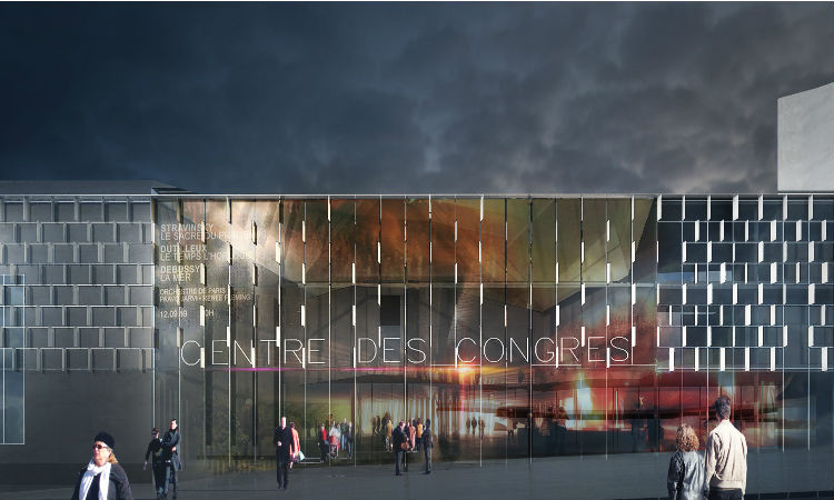 © F. Rolland & associés - Kun Architecture Vue d'architecte du centre de congrès rénové, nouvelle entrée