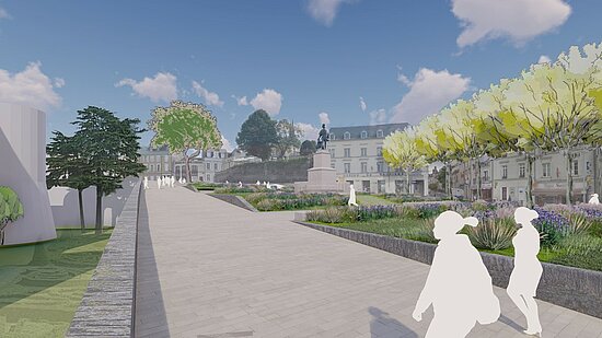 Vue depuis le bas de la place Kennedy - &copy;Atelier Jacqueline Osty &amp; Associ&eacute;s