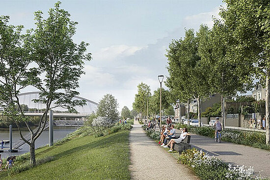 Vue d'architecte du projet d'aménagement Rives vivantes.