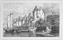 Quai du-Roi-de-Pologne. Gravure d’après un dessin de Félix Benoist, vers 1843 © Musées d’Angers - Cliché Pierre David.