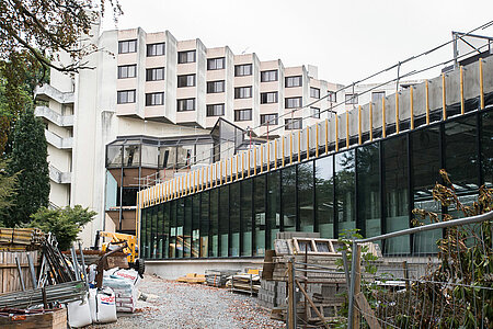 L&rsquo;extension sur le jardin des Plantes en cours de r&eacute;alisation. &lt;i&gt;(Photo: Jean-Patrice Campion, Ville d&#039;Angers)&lt;/i&gt;