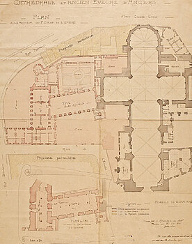 Plan des deux salles basses et de la cath&eacute;drale.