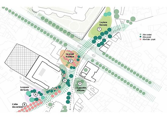 Plan du projet envisag&eacute; places Kennedy et de l&#039;Acad&eacute;mie