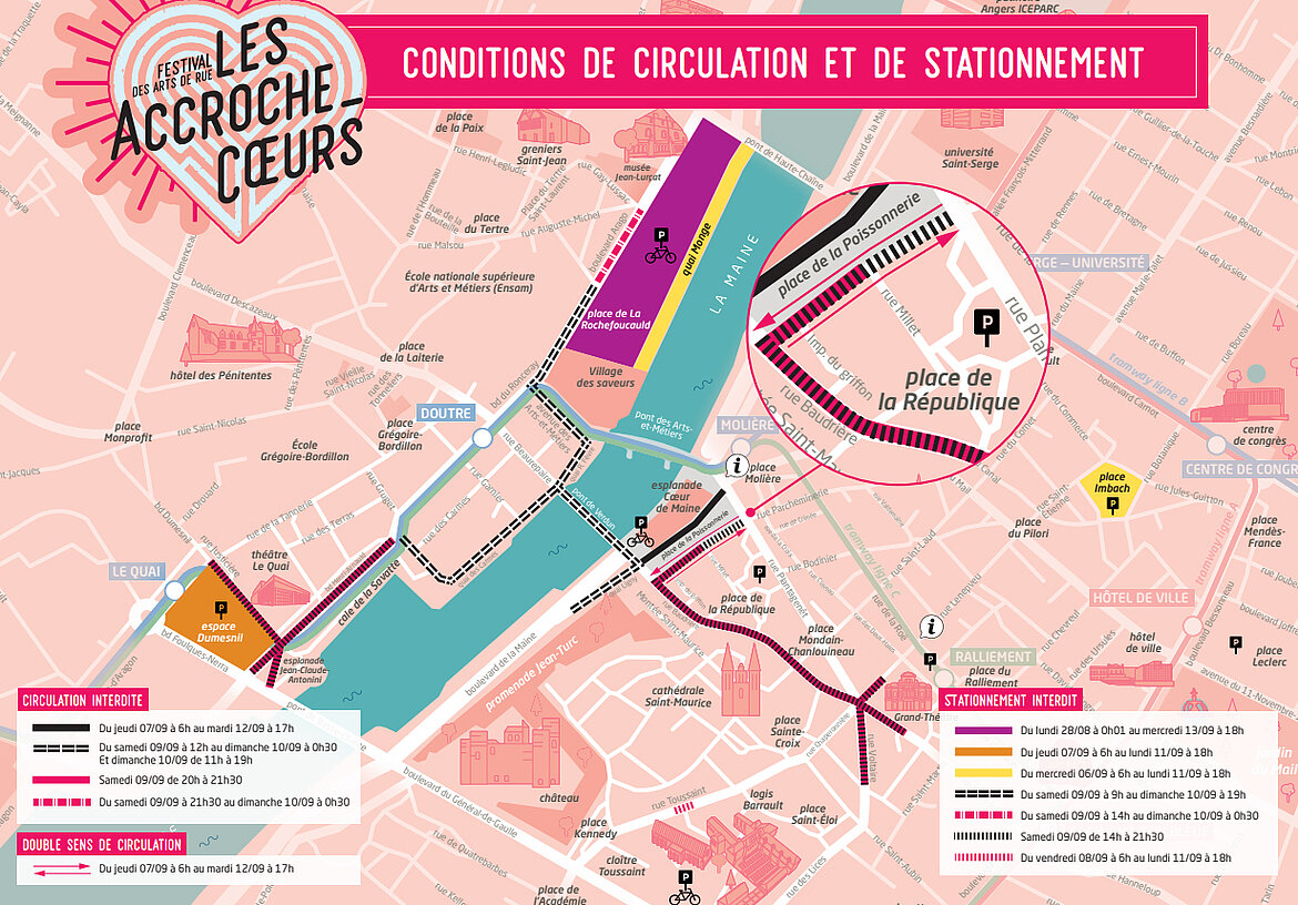 Plan de circulation pendant le festival des Accroche-coeurs.