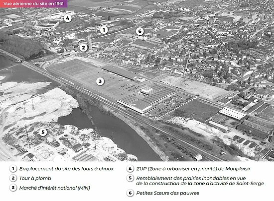 vue a&eacute;rienne du p&eacute;rim&egrave;tre d&rsquo;&eacute;tude en 1961