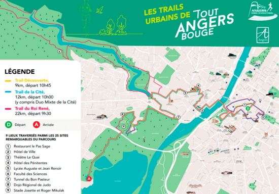 Plan des trails urbains de l'édition 2025 de Tout Angers Bouge