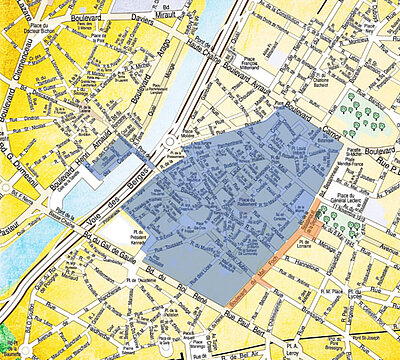 Plan des rues ferm&eacute;es &agrave; la circulation pour la F&ecirc;te de la musique 2023 &agrave; Angers.