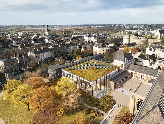 Vue d'architecte de la médiathèque Toussaint rénovée.