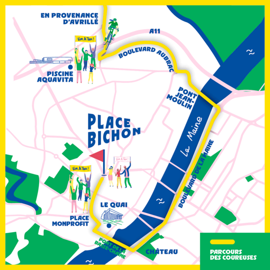 Plan de l'arrivée de l'étape à Angers