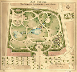 Projet d&rsquo;agrandissement du jardin, par Ren&eacute;-&Eacute;douard Andr&eacute;. Ann&eacute;es 1920. Archives Municipales d&rsquo;Angers, phototh&egrave;que, 1 Fi 1543.
