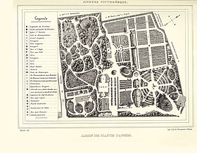 Le jardin des Plantes en 1843 : plan publi&eacute; par Tardif-Desvaux, Angers pittoresque.