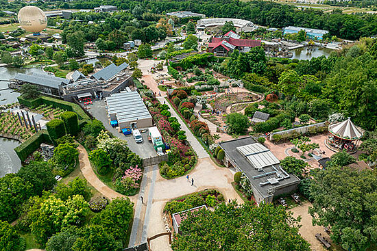 Vue aérienne de Terra Botanica.