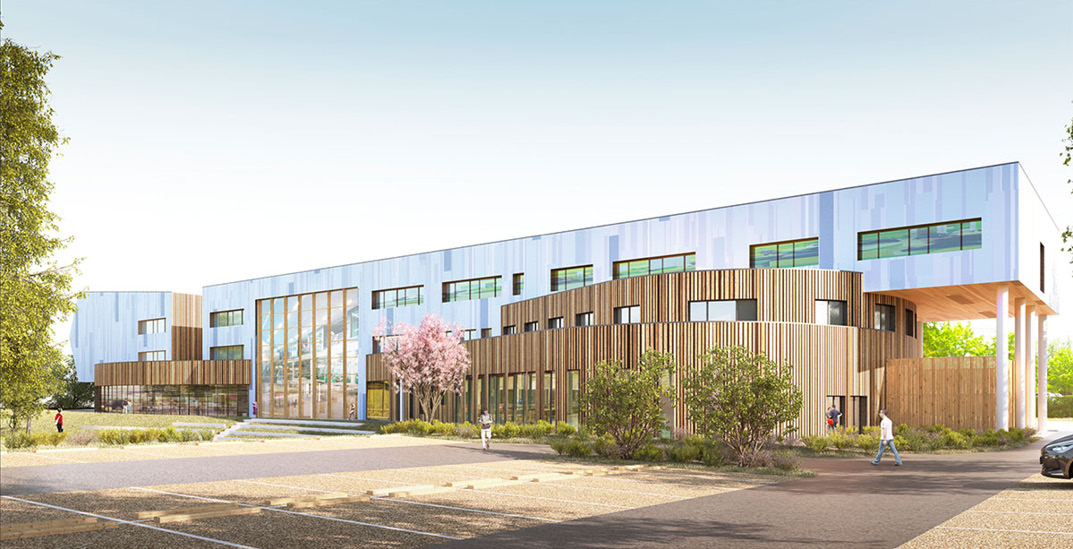 Vue d'architecte de l'Istom, façade côté parking.