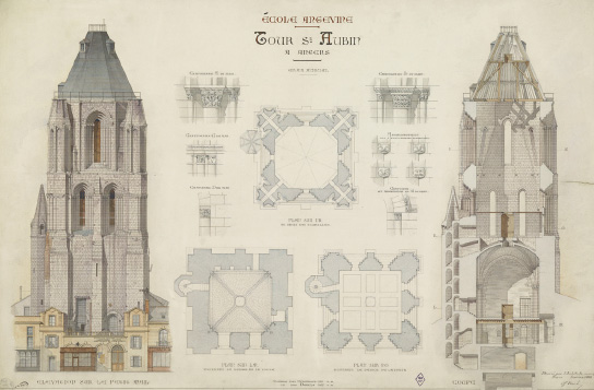 Plan de l&#039;ancienne abbaye Saint-Aubin.