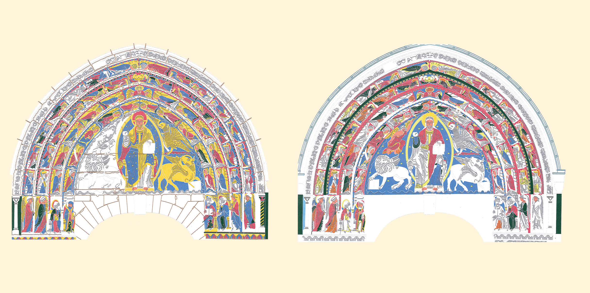 Hypoth&egrave;se de restitution de la polychromie du XIIe si&egrave;cle.