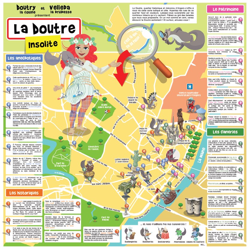Aperçu de la carte illustrée colorée de La Doutre avec Doutry et Velleba