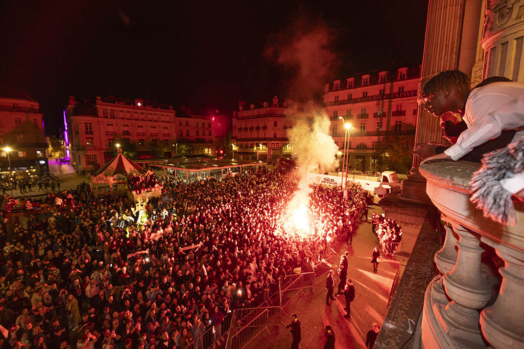 Photo de la montée du SCO d'Angers en Ligue 1, vendredi 17 mai 2024.