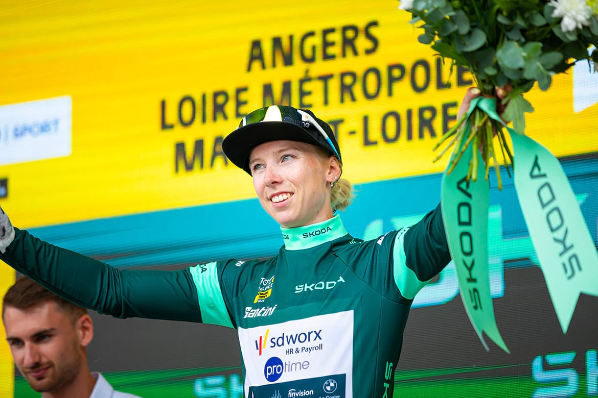 Arrivée de la troisième étape du Tour de France Femmes à Angers, lundi 28 juillet 2025.