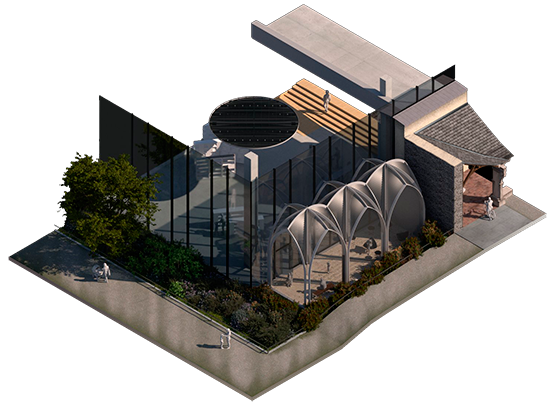 Vue d'architecte du jardin clos