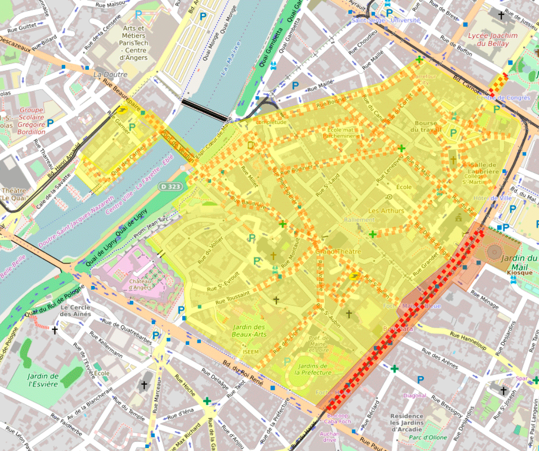 Plan de circulation de l'édition 2025 de la Fête de la musique à Angers.
