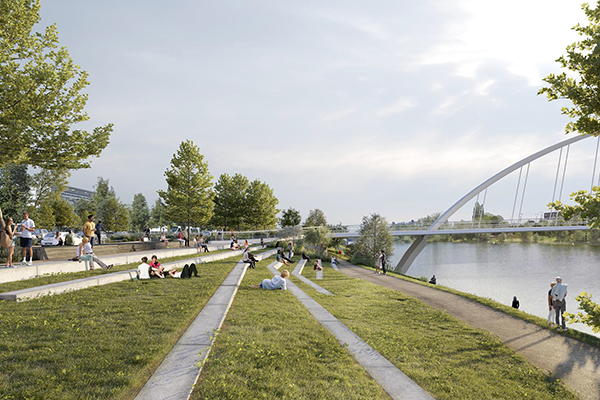 Vue d'architecte du projet Rives vivantes.