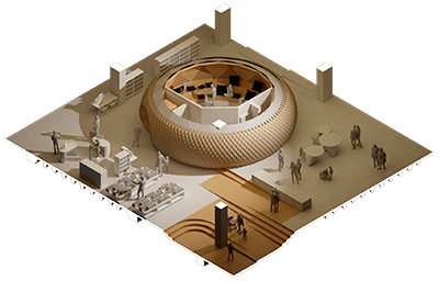 Vue d'architecte de la salle de l'heure du conte.