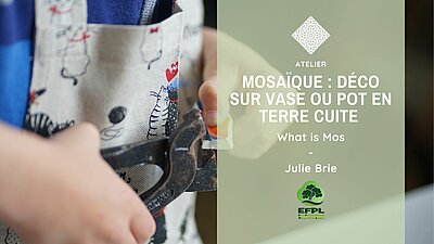 Mosaïque sur vase ou pot en terre cuite